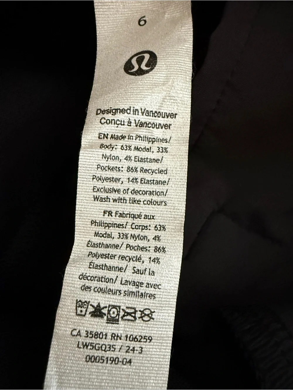 LULULEMON • Pleat-Front High-Rise Trouser Regular Black size 6 wide leg W5GQ3S
